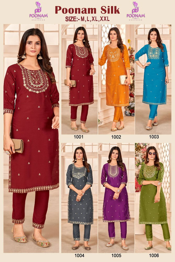 Poonam Silk Designer Kurti With Bottom Catalog